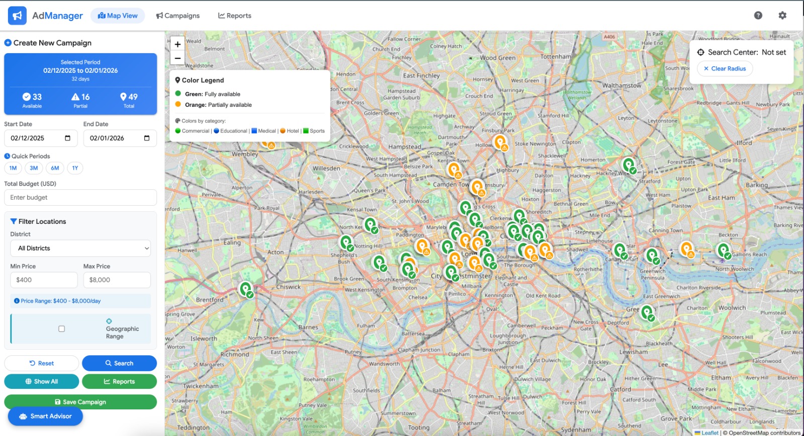 الخريطة التفاعلية الرئيسية